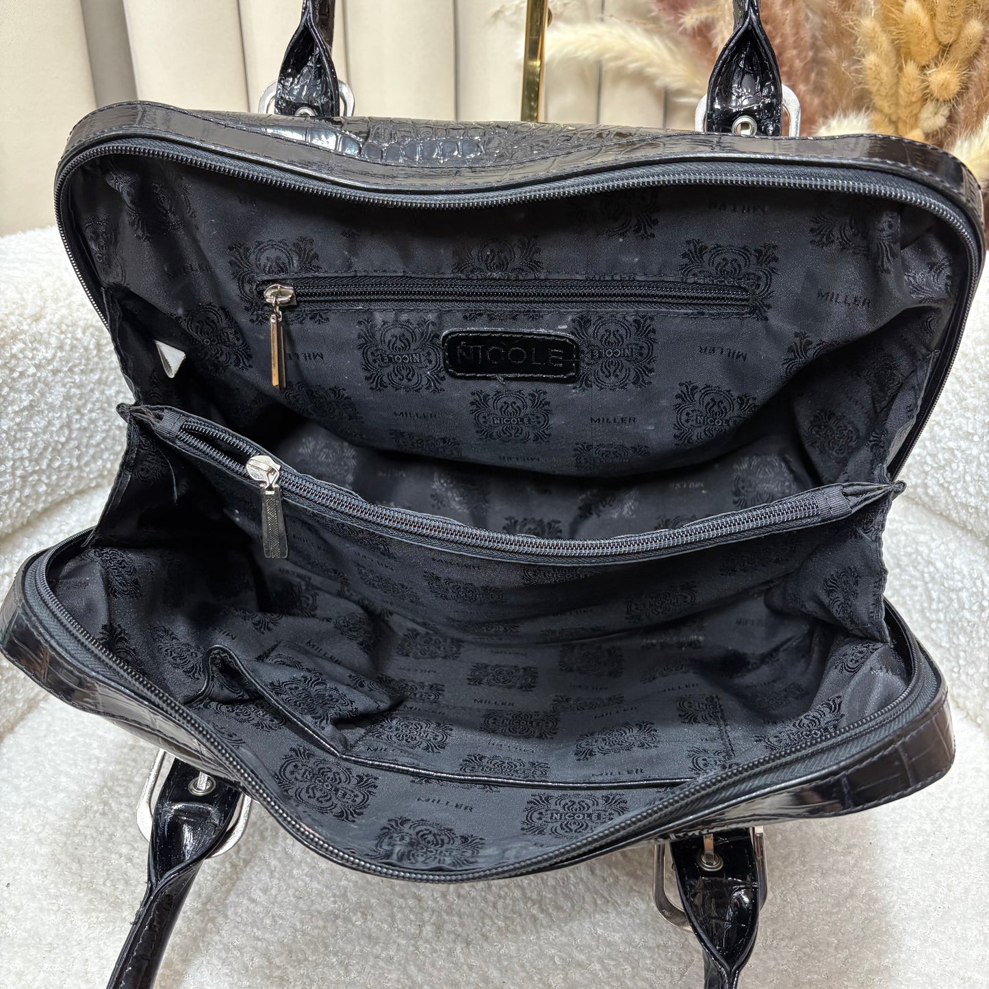 Nicole Miller Glossy Black Handbag