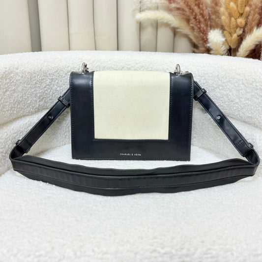Charles & Keith Canvas Leather Sling