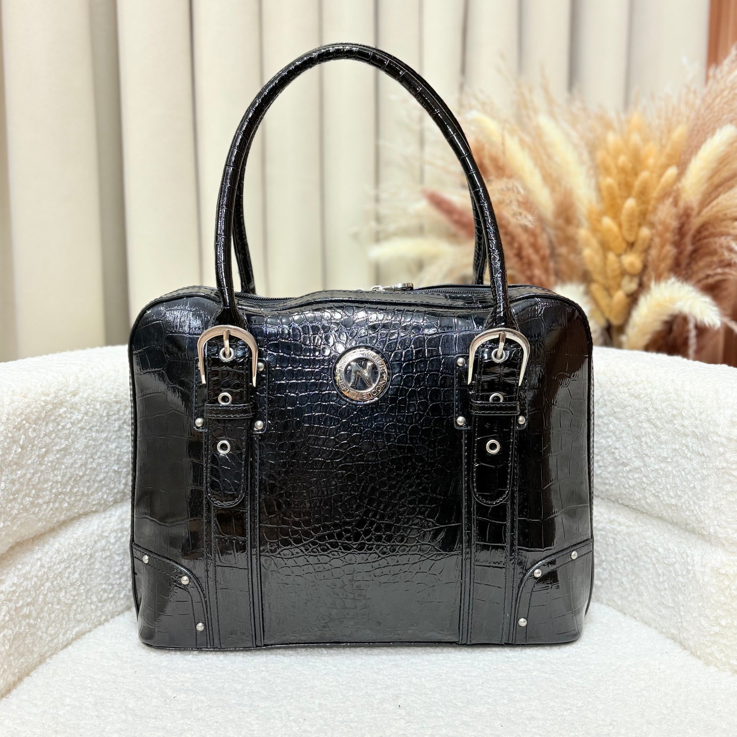 Nicole Miller Glossy Black Handbag