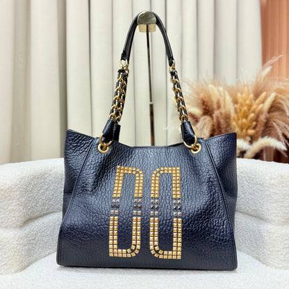 Daks Black Leather Tote Bag