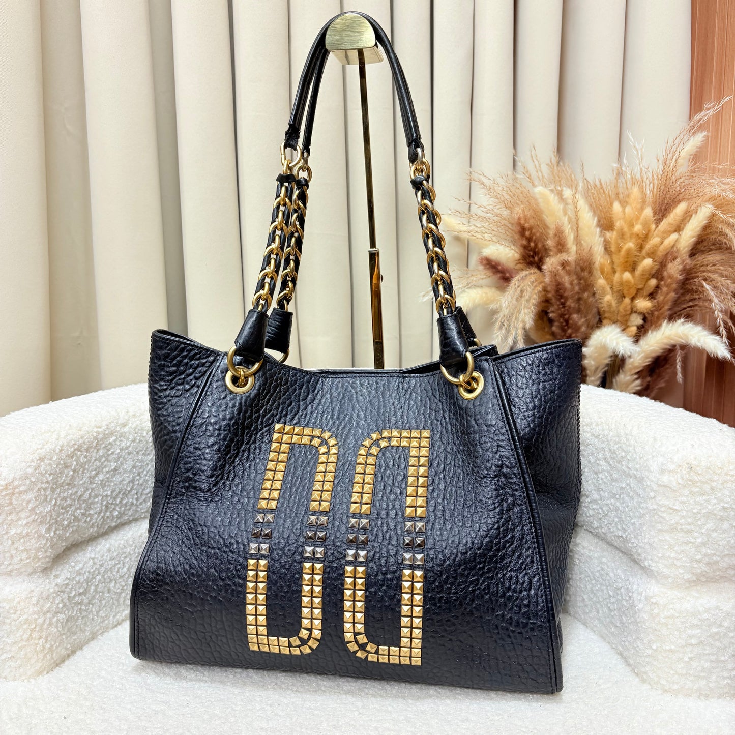 Daks Black Leather Tote Bag