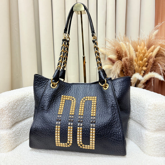 Daks Black Leather Tote Bag