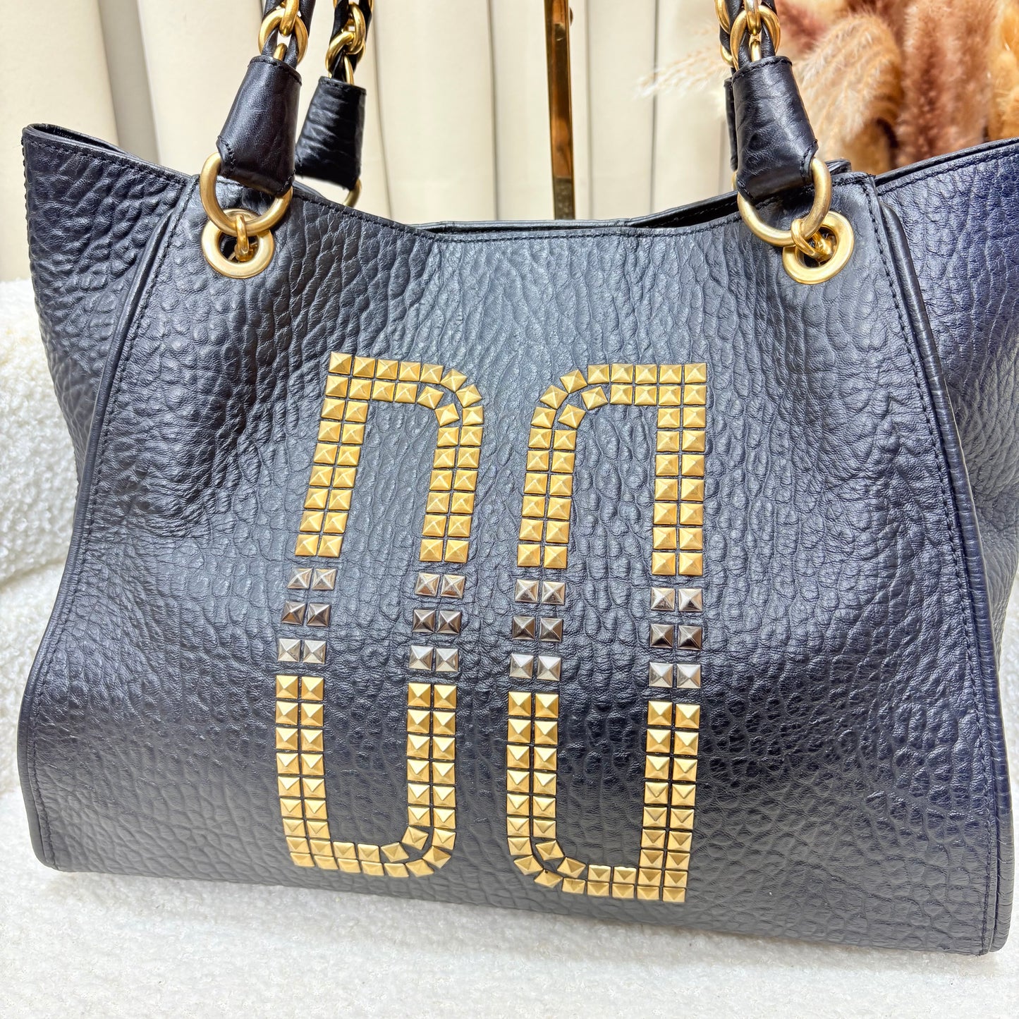 Daks Black Leather Tote Bag