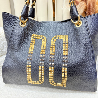 Daks Black Leather Tote Bag