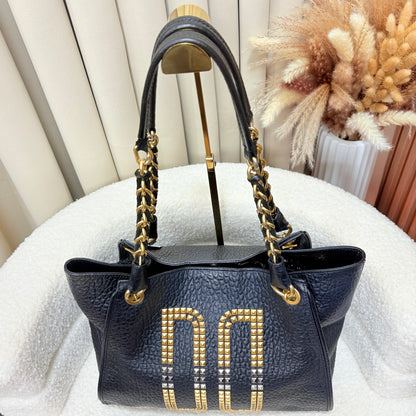 Daks Black Leather Tote Bag