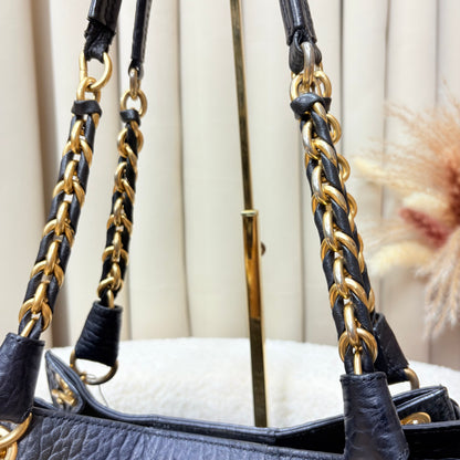 Daks Black Leather Tote Bag