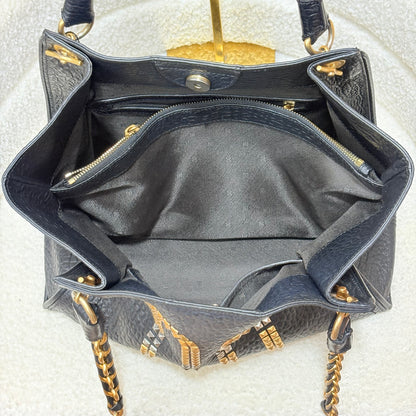 Daks Black Leather Tote Bag