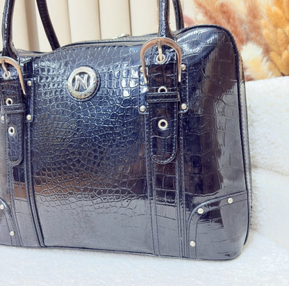 Nicole Miller Glossy Black Handbag
