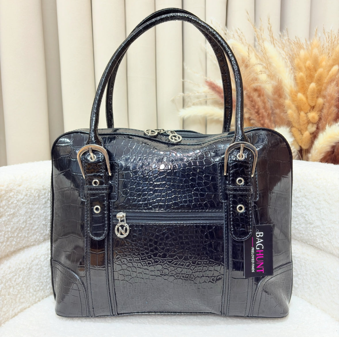 Nicole Miller Glossy Black Handbag