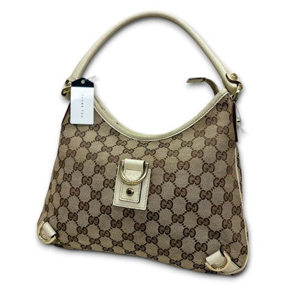 Gucci White GG Canvas Shoulder Bag