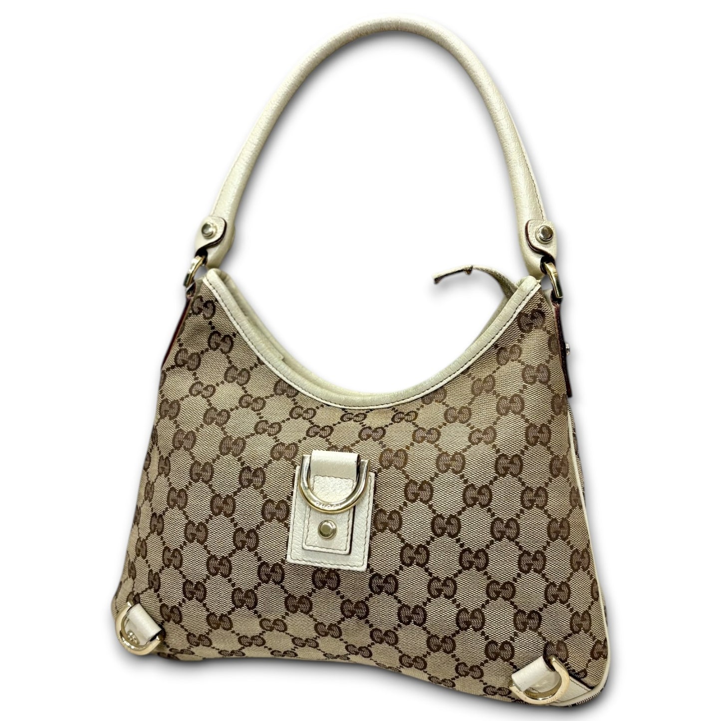 Gucci White GG Canvas Shoulder Bag